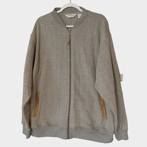 ORVIS Vintage Leather Patch Zip Up Jacket